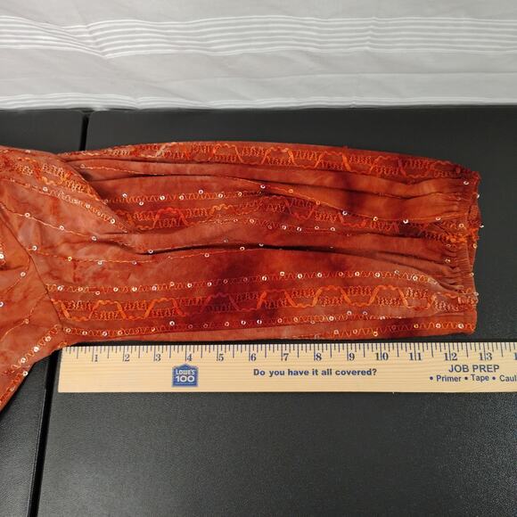 DressBarn Peasant Blouse 3/4 Sleeve Burnt Orange Sequins Embroidered 3X - Picture 15 of 15